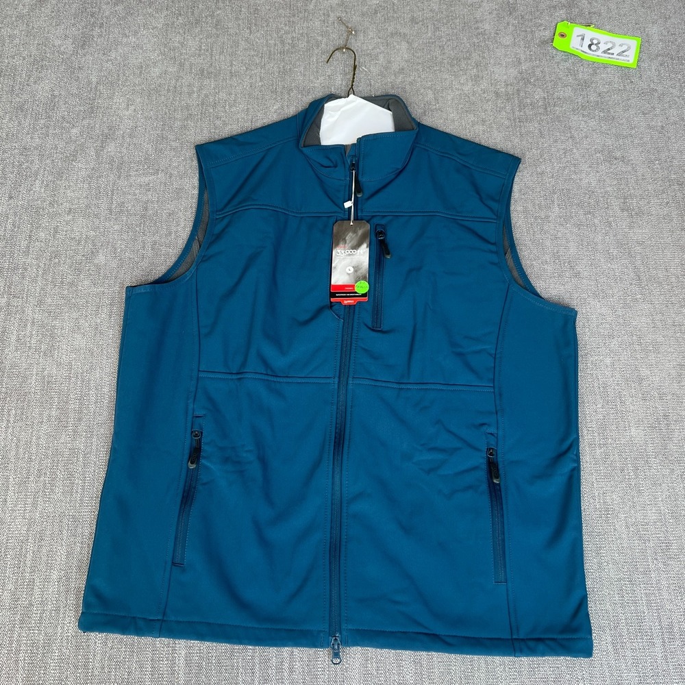 33,000ft Softshell Vest Mens L Blue Fleece Lined Waterproof Breathable Full Zip
